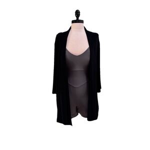 Chico's Travelers Cardigan Jacket Chico's SZ  3 US XL  Black Slinky Knit Pockets